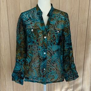 Ruby Rd. Teal and Olive Blouse